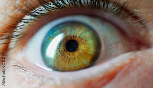 Photos Extreme Macro Close Up of Human Eye with Hazel Green Iris