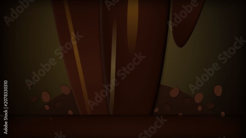 Abstract 3D Animation Featuring Floating Glowing Spheres and Vertical Wooden Planks.