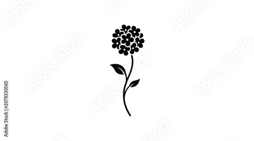 Simple black flower icon on white
