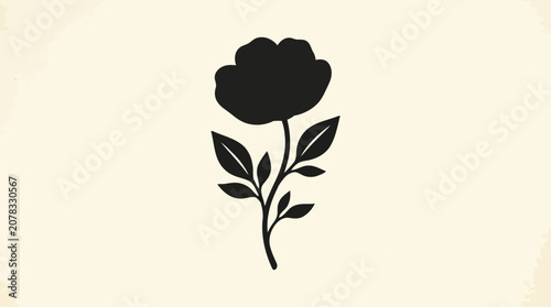 Simple black flower icon on white