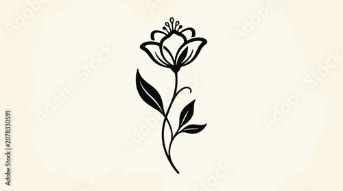 Simple black flower icon on white