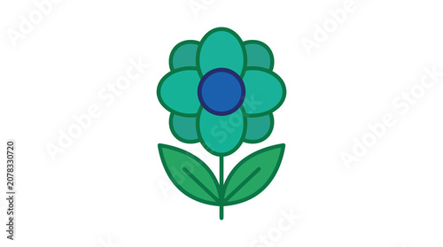 Teal flower icon with blue center
