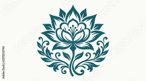 Teal lotus flower decorative icon