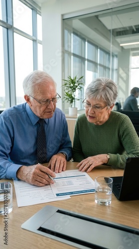 Senior Professionals Collaborating On Documents In Modern Office Space