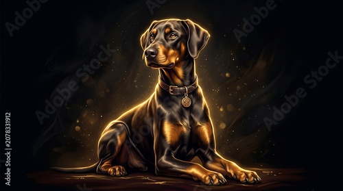 Dog Portrait in Dark Background.
