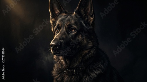 German Shepherd Dog Portrait Closeup.