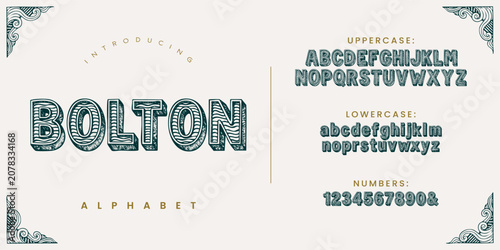 Bolton decorative 3d vintage engraved font with nautical or western style