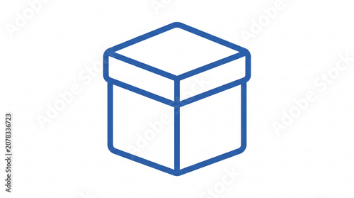 Modern monoline vector icon of a minimalist blue outline box