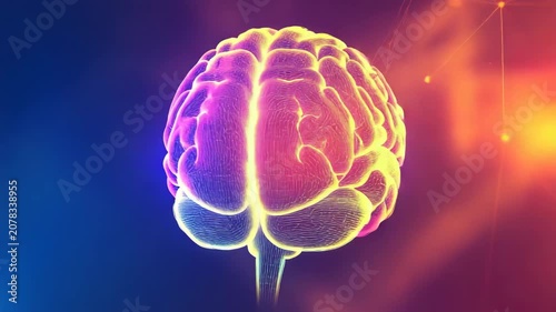 Vibrant digital human brain glowing with neural connections in a dark futuristic environment, artificial intelligence, neuroscience, machine learning, innovation and advanced cognitive technology