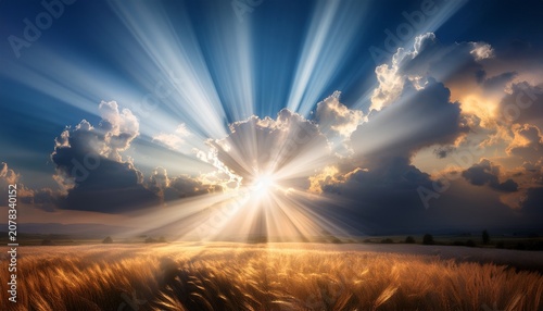 A Serene Abstract Image Depicting Rays Of Heavenly Light Piercing Through Dramatic Clouds Creating A Divine And Ethereal Atmosphere