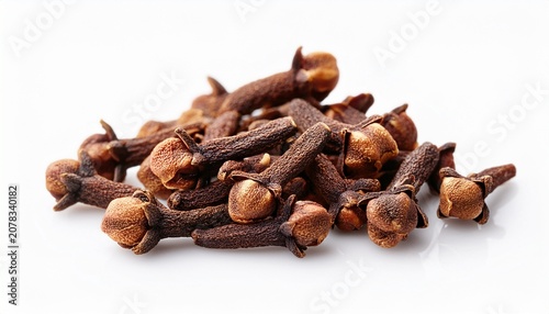 Dried Clove Buds Close Up Brown Spice Isolated On White