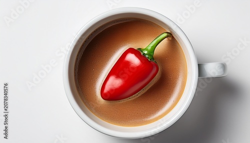 Czerwona Papryka W Kawa Kach Na Bia Ym Tle