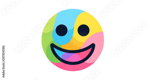 Vibrant Abstract Smiley Face Icon with Colorful Swirls and Happy Expression