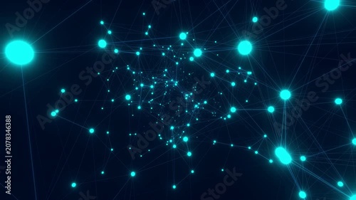 3D glowing constellation of connected data points
