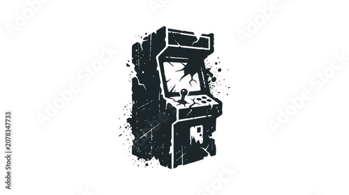Konstfotografi Retro Arcade Machine, Vintage Game Console, Grunge Style