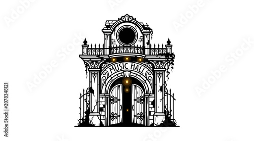 Tableau sur toile Ornate Music Hall Entrance - Vintage Architectural Design