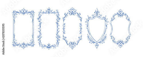 Collection of ornate vintage frames with floral elements.