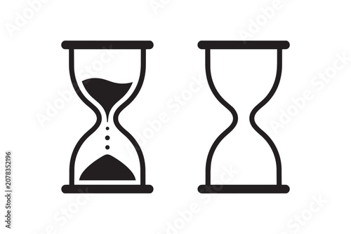 Two hourglass icons representing time passing and an empty timer.