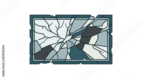 Bild auf Leinwand Broken Glass Window, Shattered Pane, Abstract Damage Concept