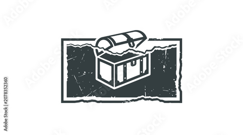Fotografie Open Treasure Chest Icon with Torn Paper Effect