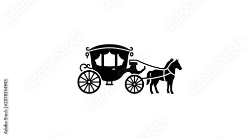 Canvastavla Vintage Horse Drawn Carriage Silhouette Icon