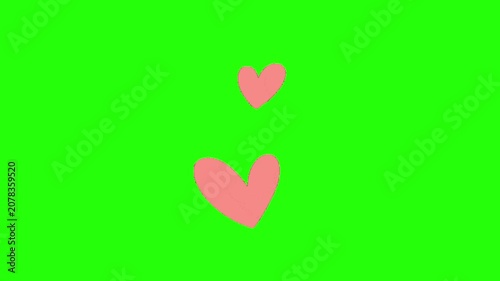 Cute Animated Love Hearts Green Background Loop