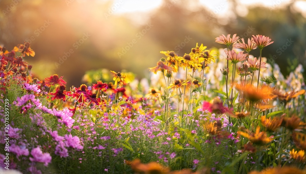 Obraz premium Wildflower Patch Diverse Blooms Natural Light Plant Color