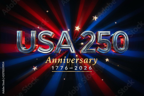 USA 250th Anniversary Celebration, Patriotic Background, Red Blue Starburst