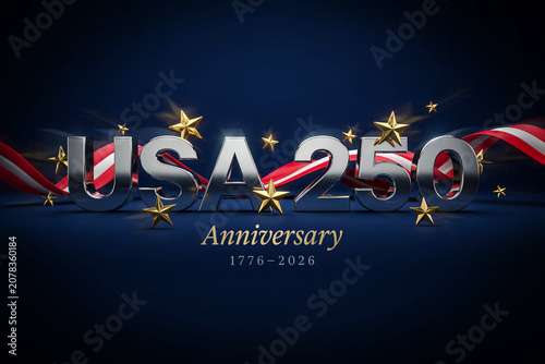 USA 250th anniversary logo, patriotic celebration, American independence, 1776-2026 commemorative badge