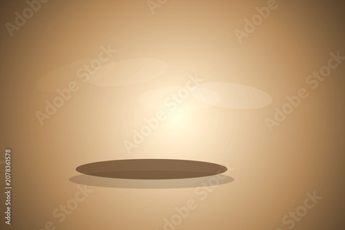 Flat design flying saucer in orange sky