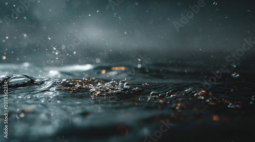 Close up of water surface with bubbles