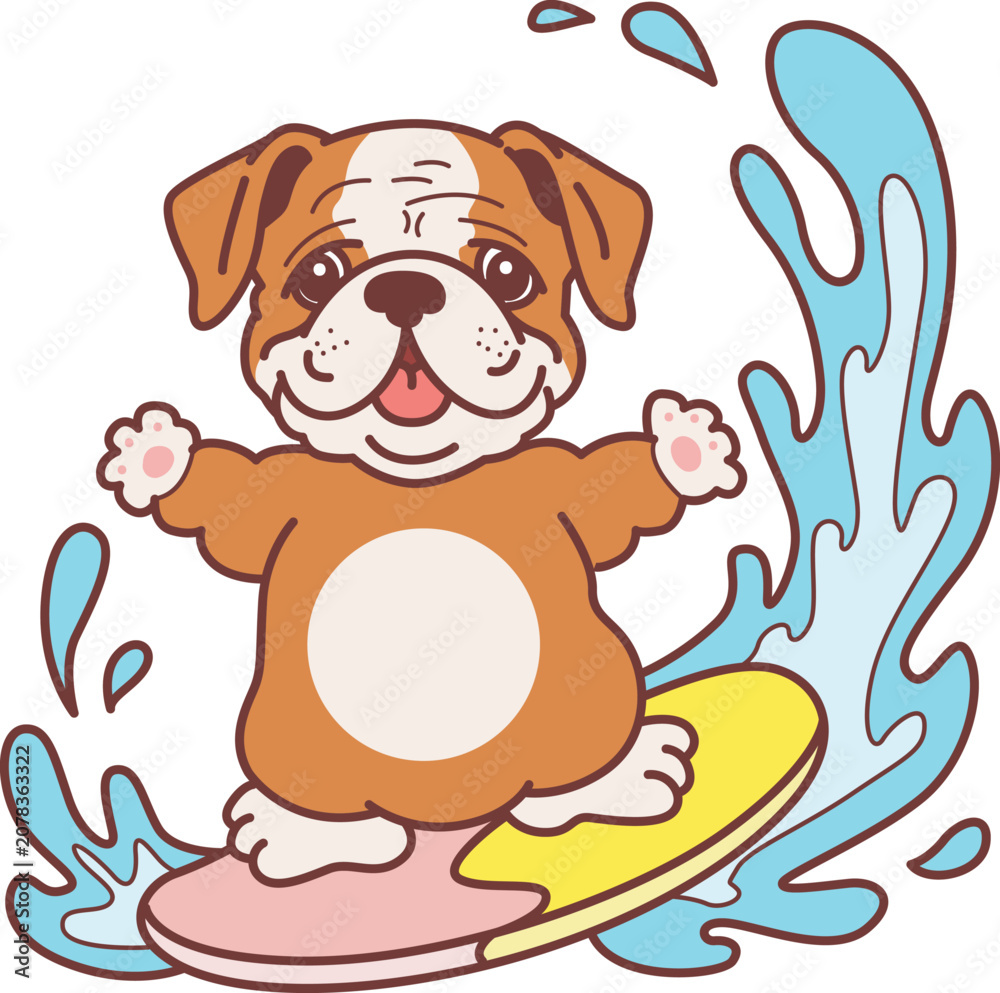Obraz premium Cute funny Bulldog sticker icon. Funny Bulldog 