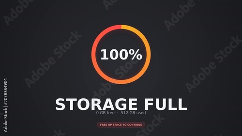 Memory storage full in black background
