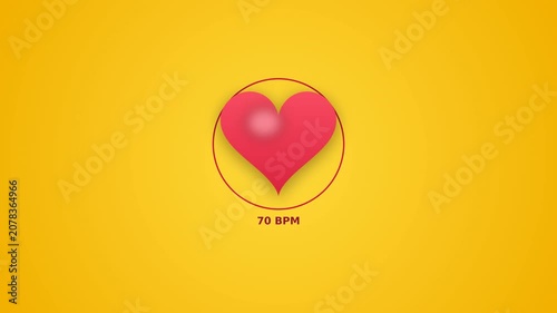 Red heart beat on a yellow background