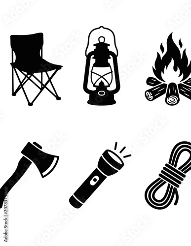 Canvastavla Camping gear and outdoor equipment icons.