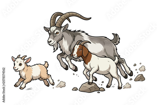 cartoon goat drawing bundle set