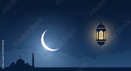 Lantern illuminates the night sky during the sacred Ramadan month.