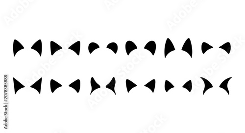 Cuadro en lienzo Black Cat Ears Vector Icons Set, Cute Animal Accessory Shapes, Kawaii Costume El