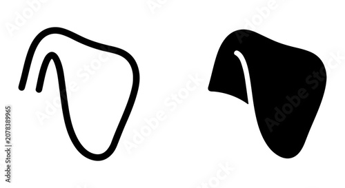 Foto Dog Ear Icons, Simple Line Art and Silhouette, Animal Pet Symbols