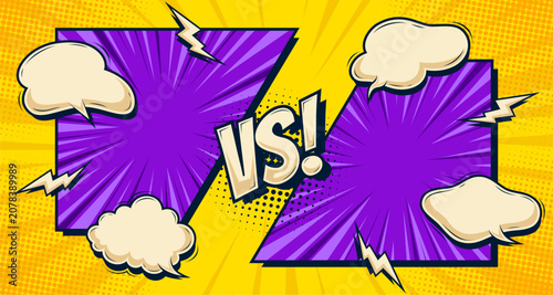 Foto Comic Book VS Battle Background with Speech Bubbles
