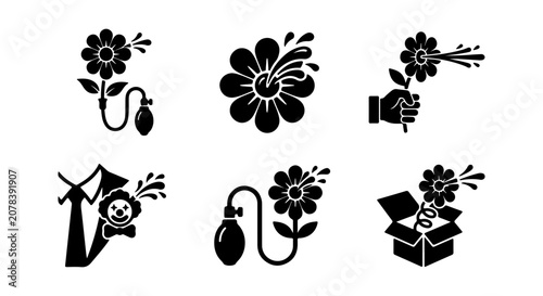 Bild auf Leinwand Flower Gag Icons, Prank Flower Spritzers, Surprise Flower Box, Novelty Tie Icon