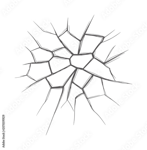 Fotografie Stylized of a shattered glass pattern radiating outwards abstract broken crack c