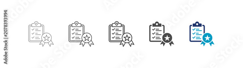 accreditation icon set consisting of multiple styles vector illustration. editable stroke