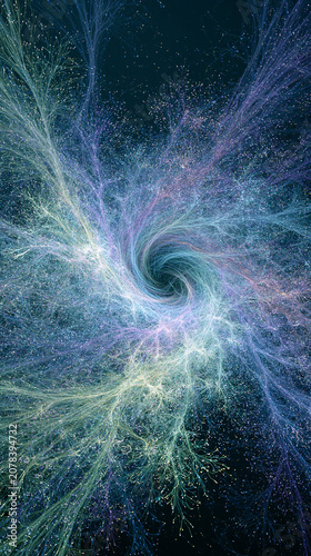 Cosmic Web Neural Network — Glowing Filaments Converging into Deep Space Void, Abstract Universe Structure,宇宙の網状構造 — 深宇宙の空洞へと収束する輝く光のフィラメント、抽象的な宇宙背景