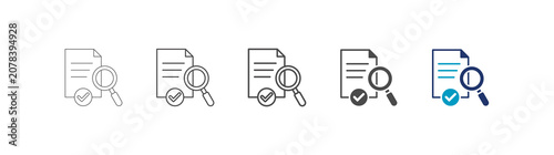 document review icon set consisting of multiple styles vector illustration. editable stroke