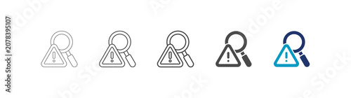 Photos fraud detection icon set consisting of multiple styles vector illustration