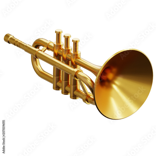 Photography 3D Trumpet Brass Musical Instrument for Jazz Performance and Orchestral Concert