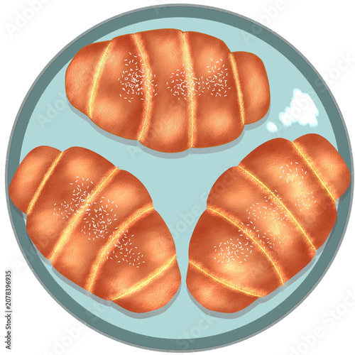 Three salt breads arranged on a plate at the Element Pastry café.