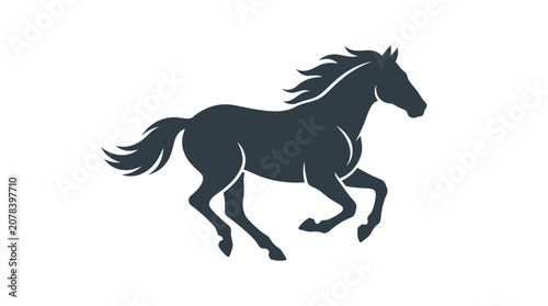 Konstfotografi Black Horse Running Fast Silhouette.
