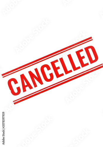 Red cancelled rubber stamp isolated